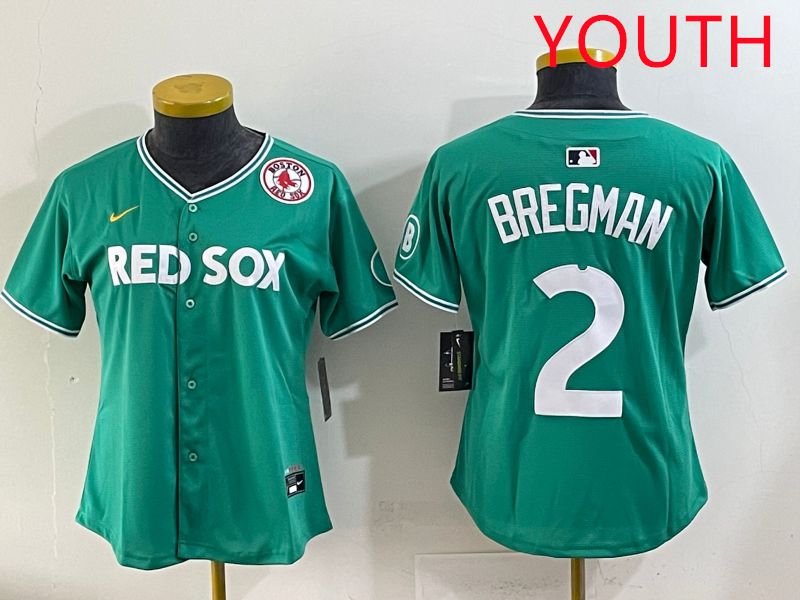 Youth 2025 Boston Red Sox #2 Bregman Dark Green Joint Name Nike MLB Jersey style 9